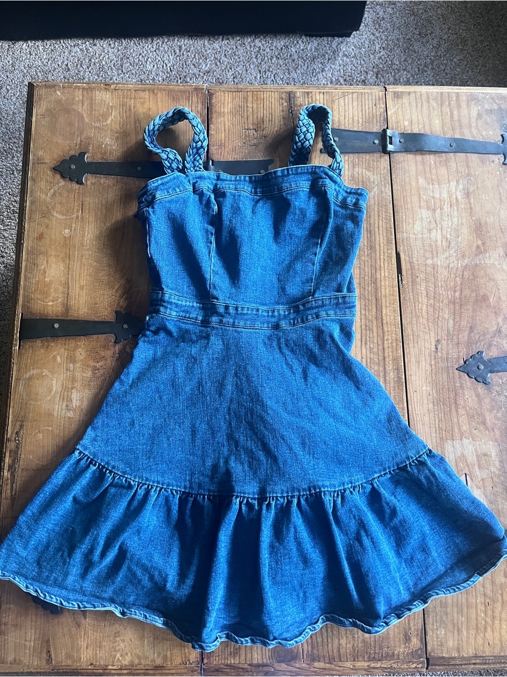 Flying Tomato Blue Denim‎ Mini Dress with Braided Straps
